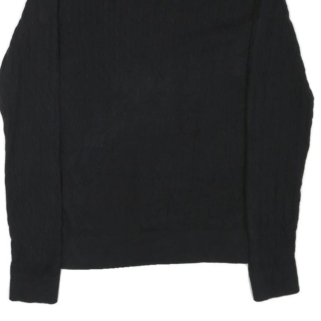 TOMMY HILFIGER Womens Black Plain Jumper Crew Neck Basic Knit 2XL Cotton Blend