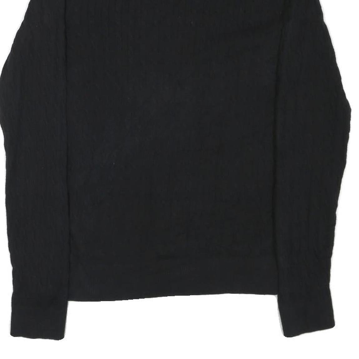 TOMMY HILFIGER Womens Black Plain Jumper Crew Neck Basic Knit 2XL Cotton Blend