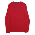 CHAPS Mens Red Plain Cotton Jumper Crew Neck Basic Knit M Classic Knitwear