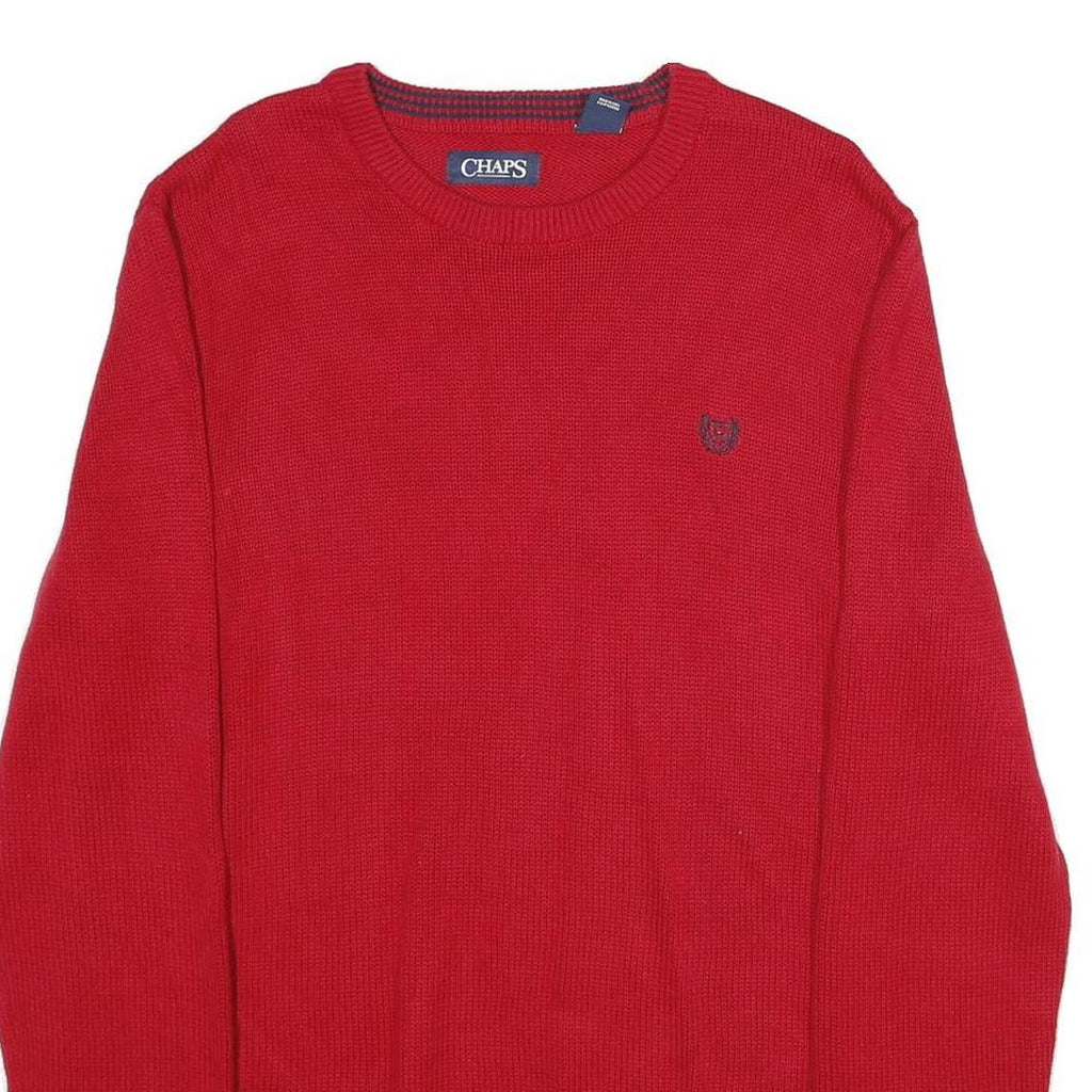 CHAPS Mens Red Plain Cotton Jumper Crew Neck Basic Knit M Classic Knitwear