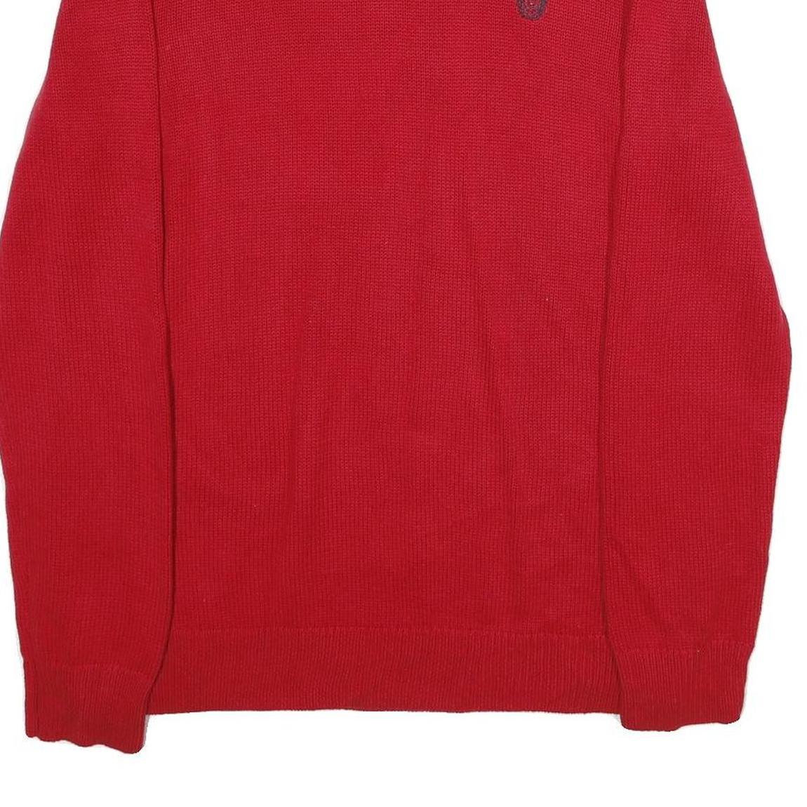 CHAPS Mens Red Plain Cotton Jumper Crew Neck Basic Knit M Classic Knitwear