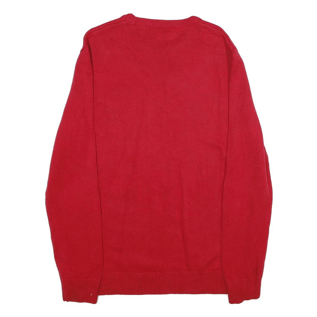 CHAPS Mens Red Plain Cotton Jumper Crew Neck Basic Knit M Classic Knitwear
