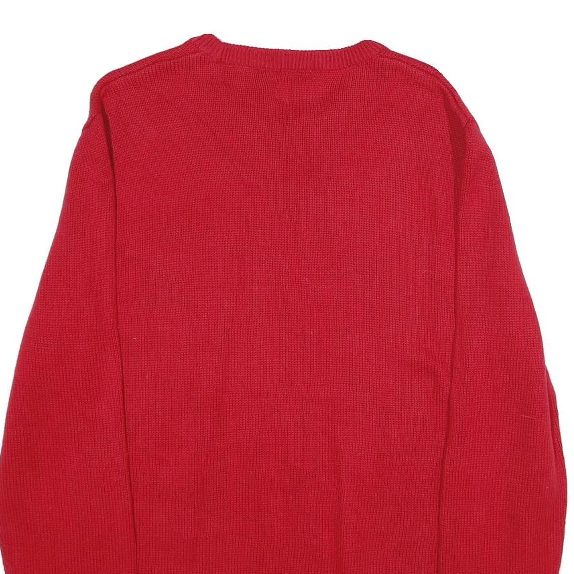 CHAPS Mens Red Plain Cotton Jumper Crew Neck Basic Knit M Classic Knitwear