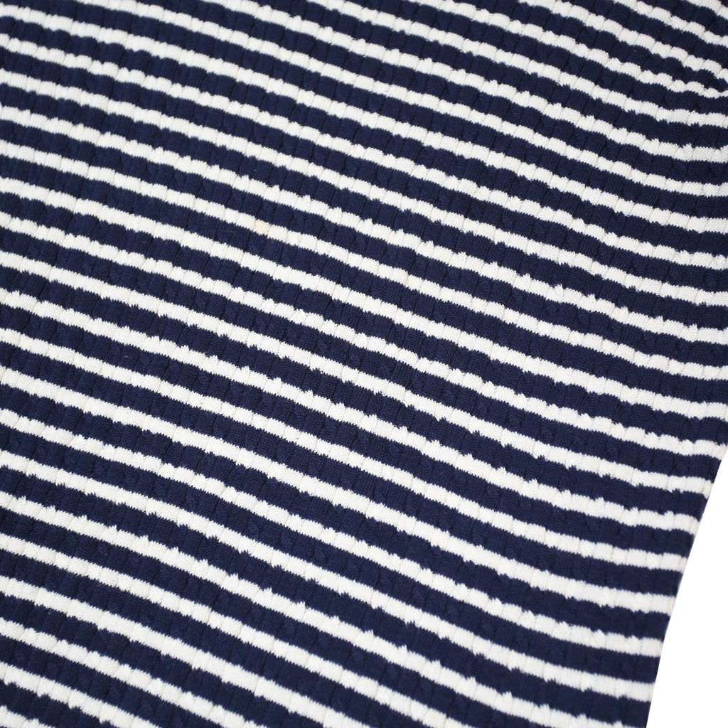 TOMMY HILFIGER Womens Blue & White Striped Plain Crew Neck Basic Knit Jumper S