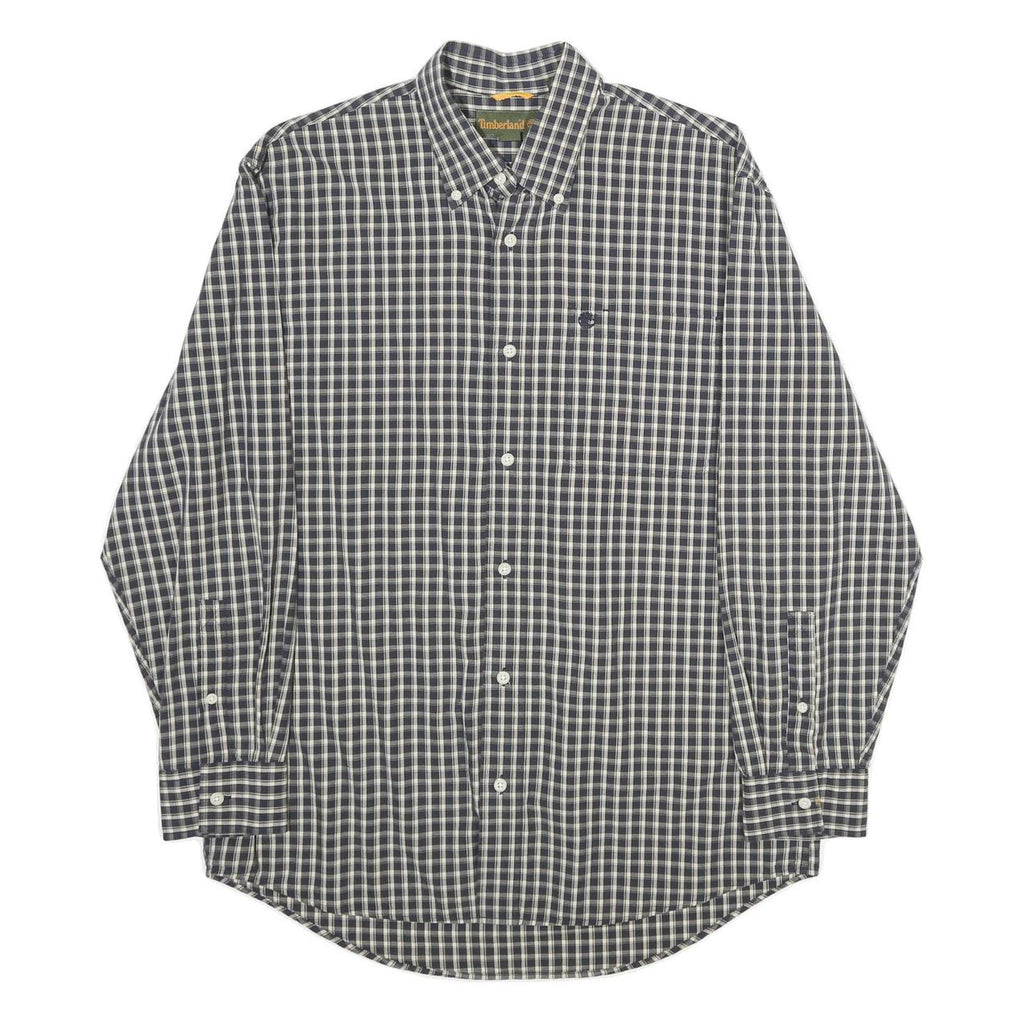 TIMBERLAND Mens Blue & White Check Shirt S Cotton Button Long Sleeve Casual