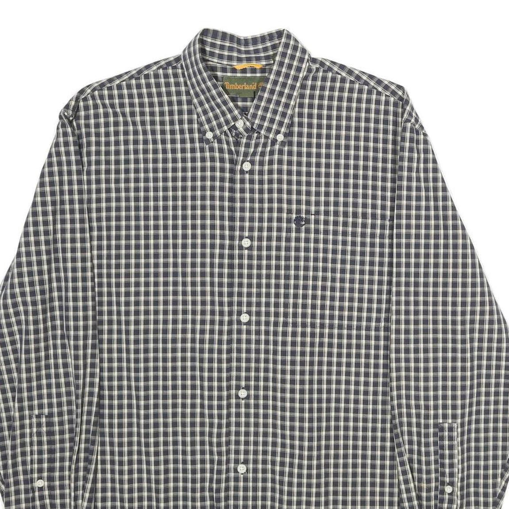 TIMBERLAND Mens Blue & White Check Shirt S Cotton Button Long Sleeve Casual