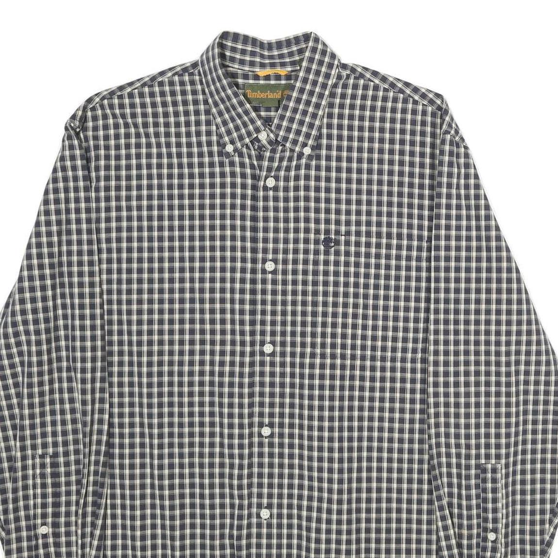 TIMBERLAND Mens Blue & White Check Shirt S Cotton Button Long Sleeve Casual