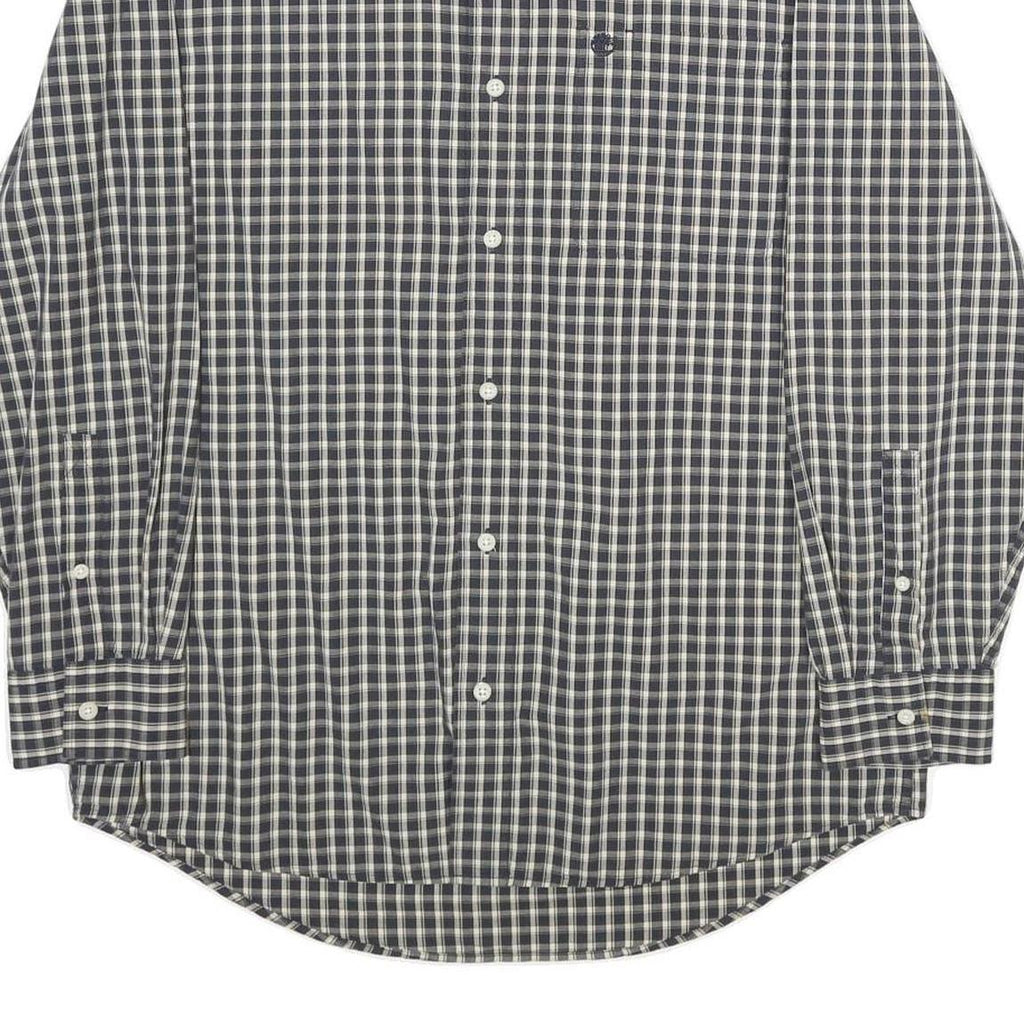 TIMBERLAND Mens Blue & White Check Shirt S Cotton Button Long Sleeve Casual