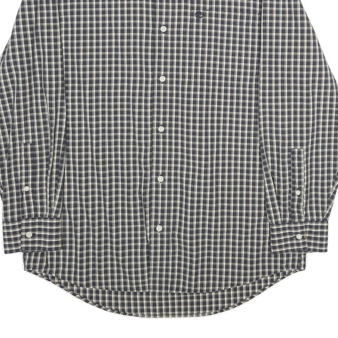 TIMBERLAND Mens Blue & White Check Shirt S Cotton Button Long Sleeve Casual