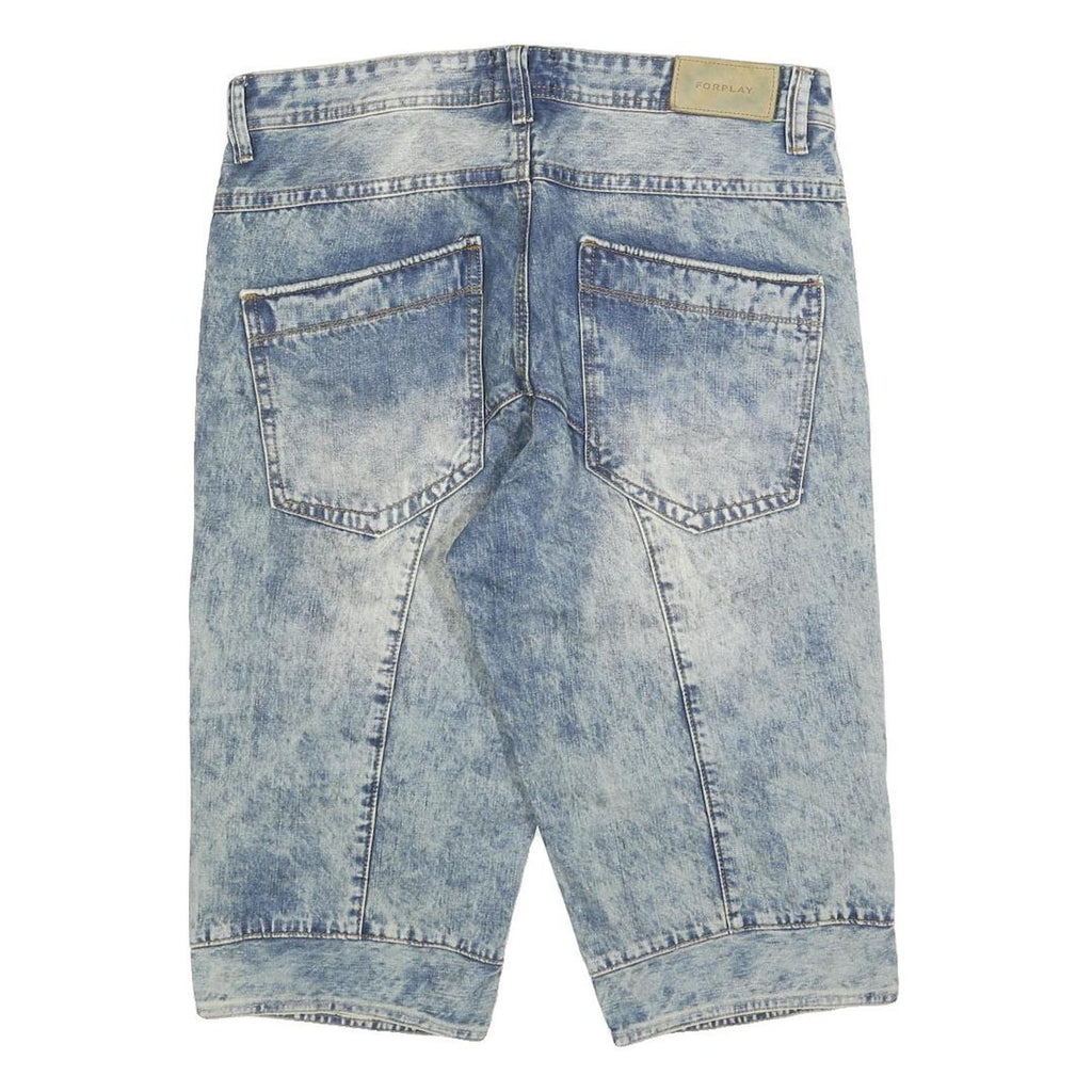FORPLAY Mens Shorts Blue Denim Casual M W34 Button Fly Cotton Pockets