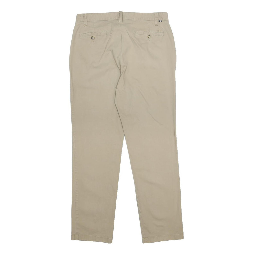 NAUTICA Mens Regular Fit Beige Cotton Blend Trousers W34 L32 Classic Zip Chinos