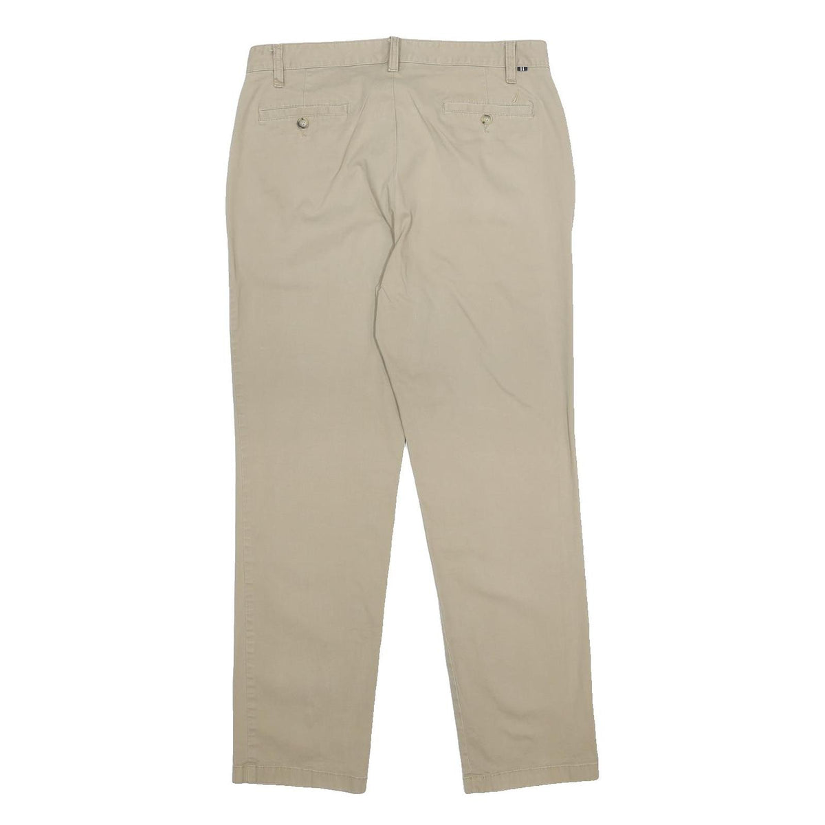 NAUTICA Mens Regular Fit Beige Cotton Blend Trousers W34 L32 Classic Zip Chinos