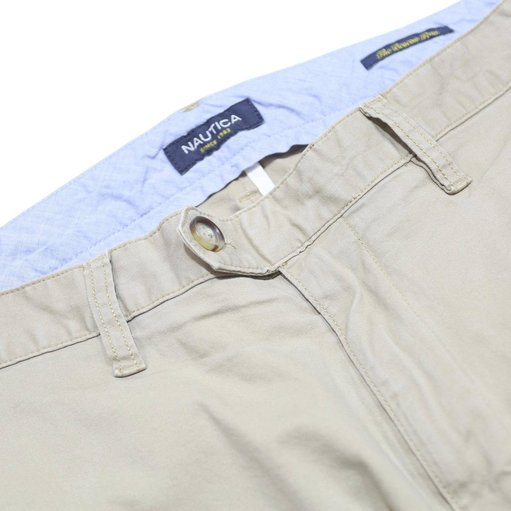 NAUTICA Mens Regular Fit Beige Cotton Blend Trousers W34 L32 Classic Zip Chinos