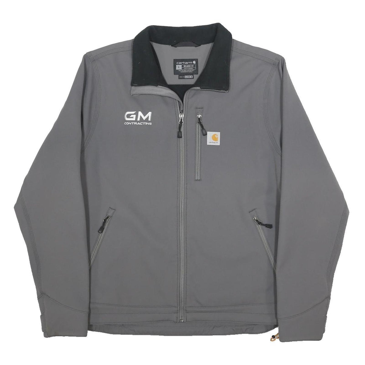 CARHARTT Mens Grey Workwear Jacket L Nylon Zip Collar Casual Durable Outerwear