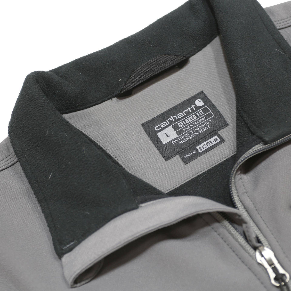 CARHARTT Mens Grey Workwear Jacket L Nylon Zip Collar Casual Durable Outerwear