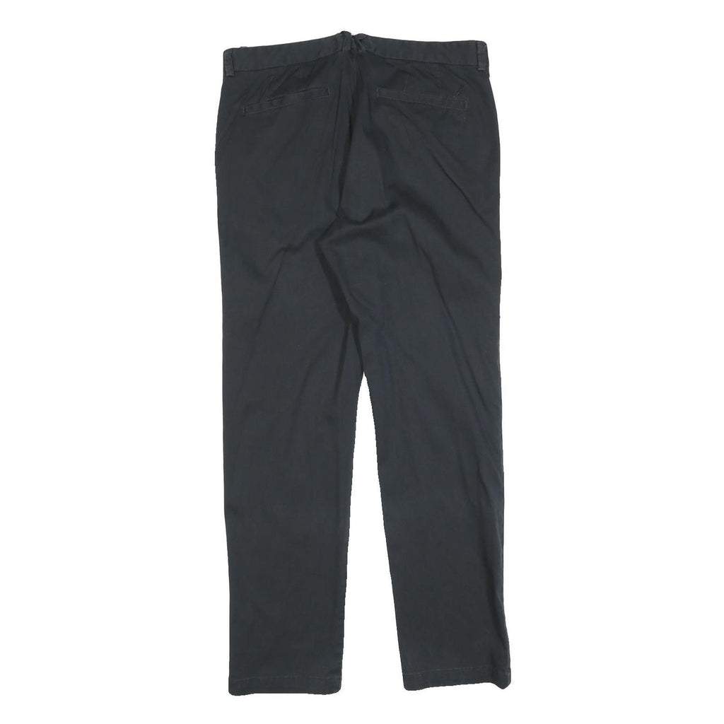 NAUTICA Mens Regular Fit Black Cotton Blend Trousers W34 L30 Classic Zip