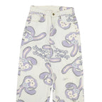 Womens Relaxed White Denim Printed Jeans Cotton Blend W26 L25 Bunny Pattern