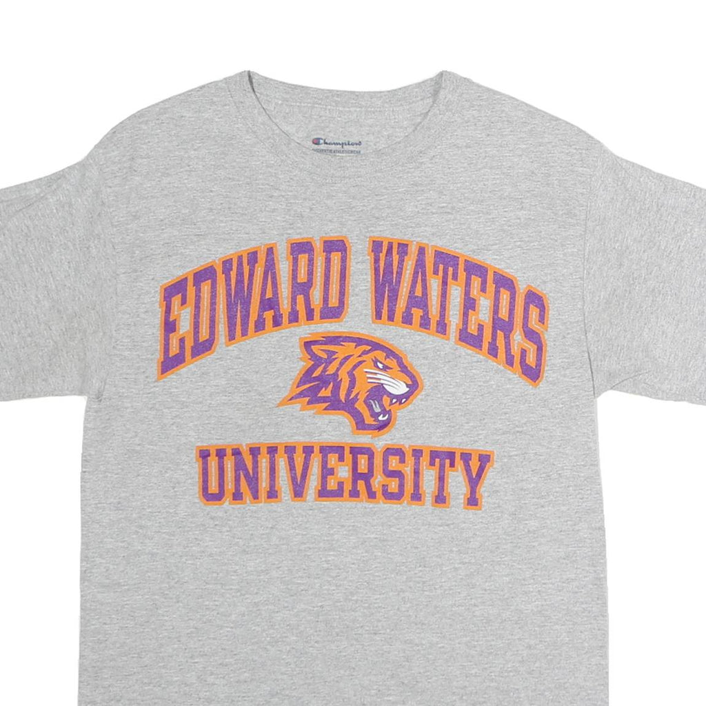 CHAMPION Mens Grey Edward Waters University Graphic T-Shirt S Short Sleeve Crew
