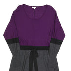 PAULE KA Womens Purple & Grey Wool Blend Day Dress Knit Long Sleeve XL