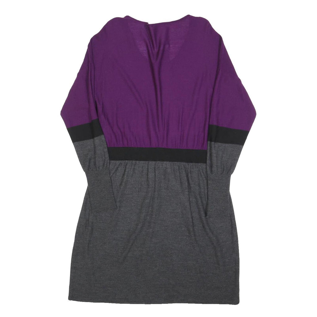 PAULE KA Womens Purple & Grey Wool Blend Day Dress Knit Long Sleeve XL