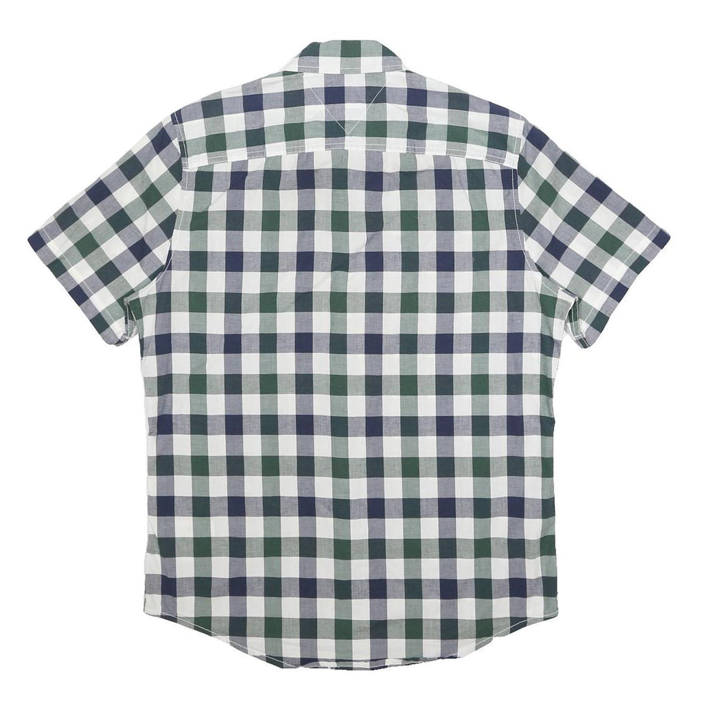 TOMMY HILFIGER Mens Blue & Green Check Shirt S Cotton Casual Summer