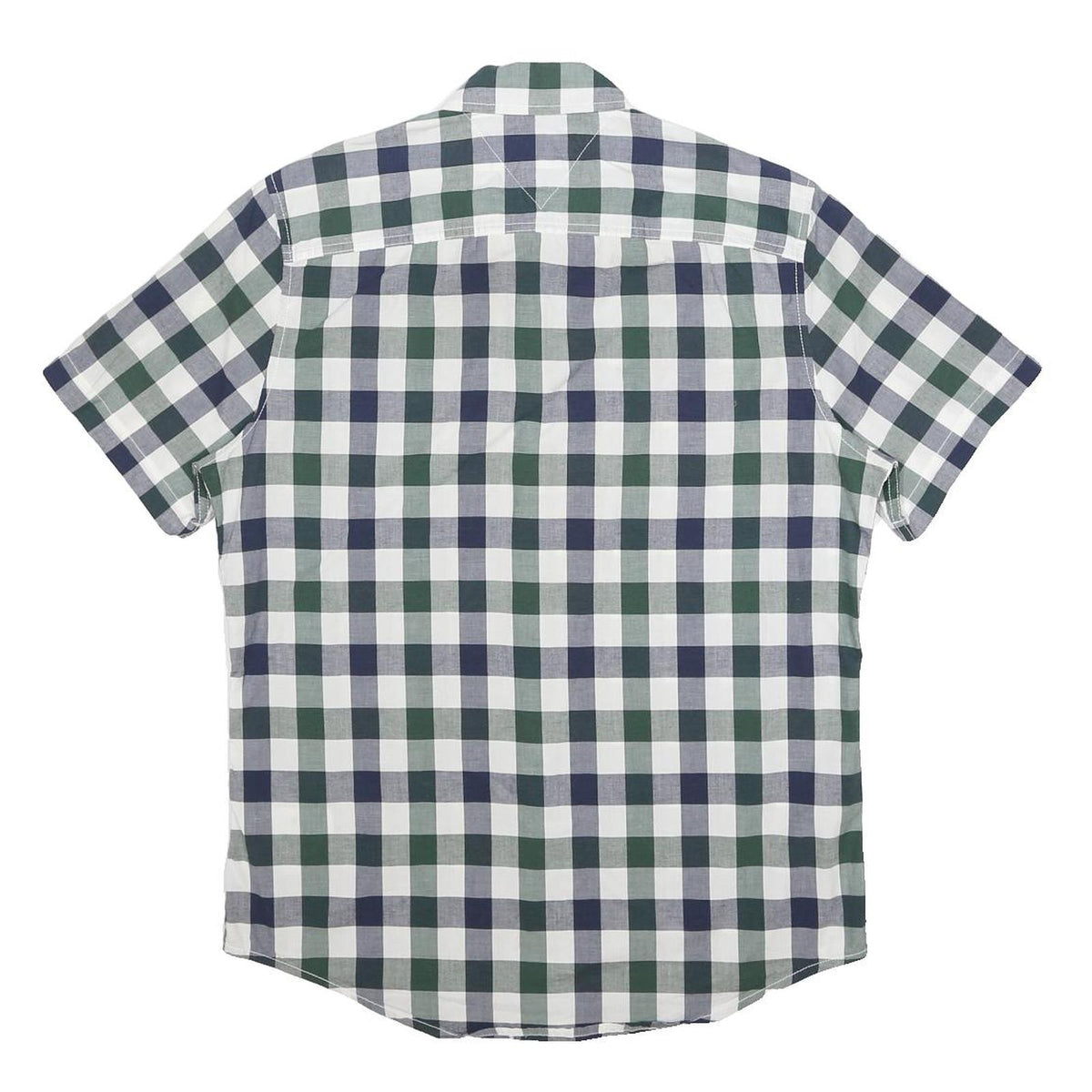 TOMMY HILFIGER Mens Blue & Green Check Shirt S Cotton Casual Summer