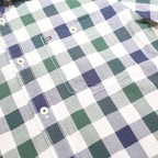 TOMMY HILFIGER Mens Blue & Green Check Shirt S Cotton Casual Summer