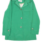 CALVIN KLEIN Womens Green Button Jacket S Polyester Blend Hooded Classic Fit
