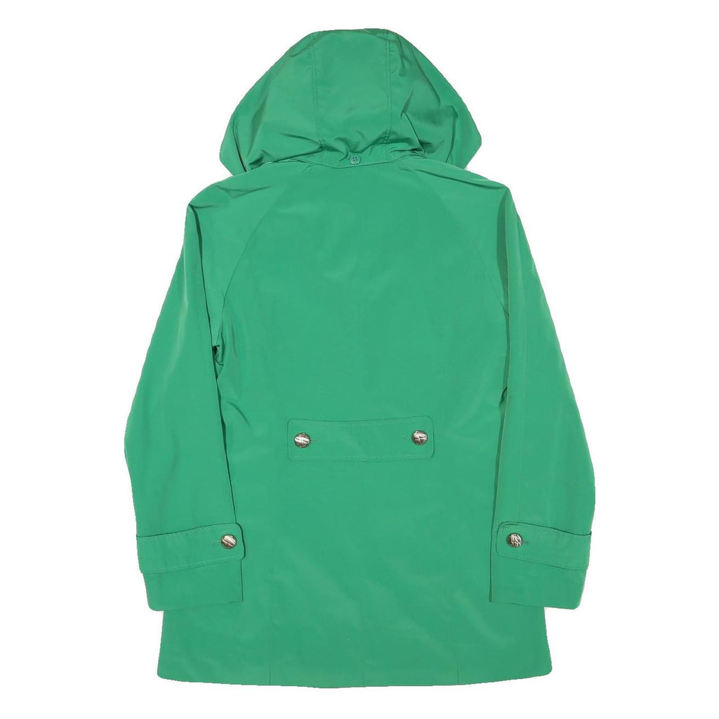 CALVIN KLEIN Womens Green Button Jacket S Polyester Blend Hooded Classic Fit