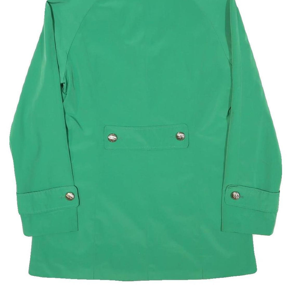 CALVIN KLEIN Womens Green Button Jacket S Polyester Blend Hooded Classic Fit