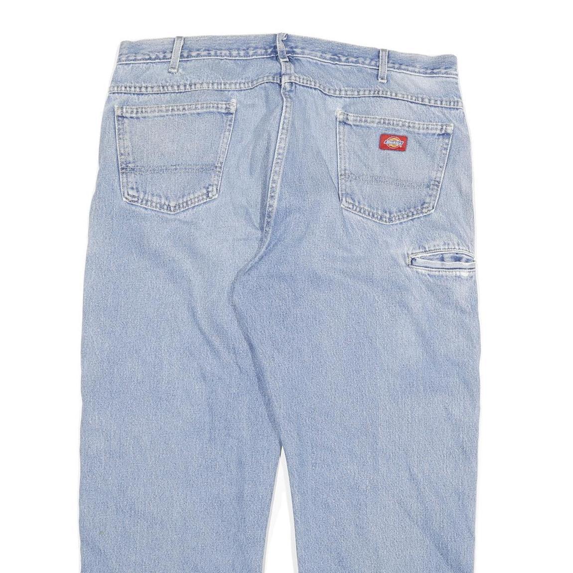 DICKIES Mens Relaxed Light Blue Denim Jeans W40 L30 Zip Closure Comfortable