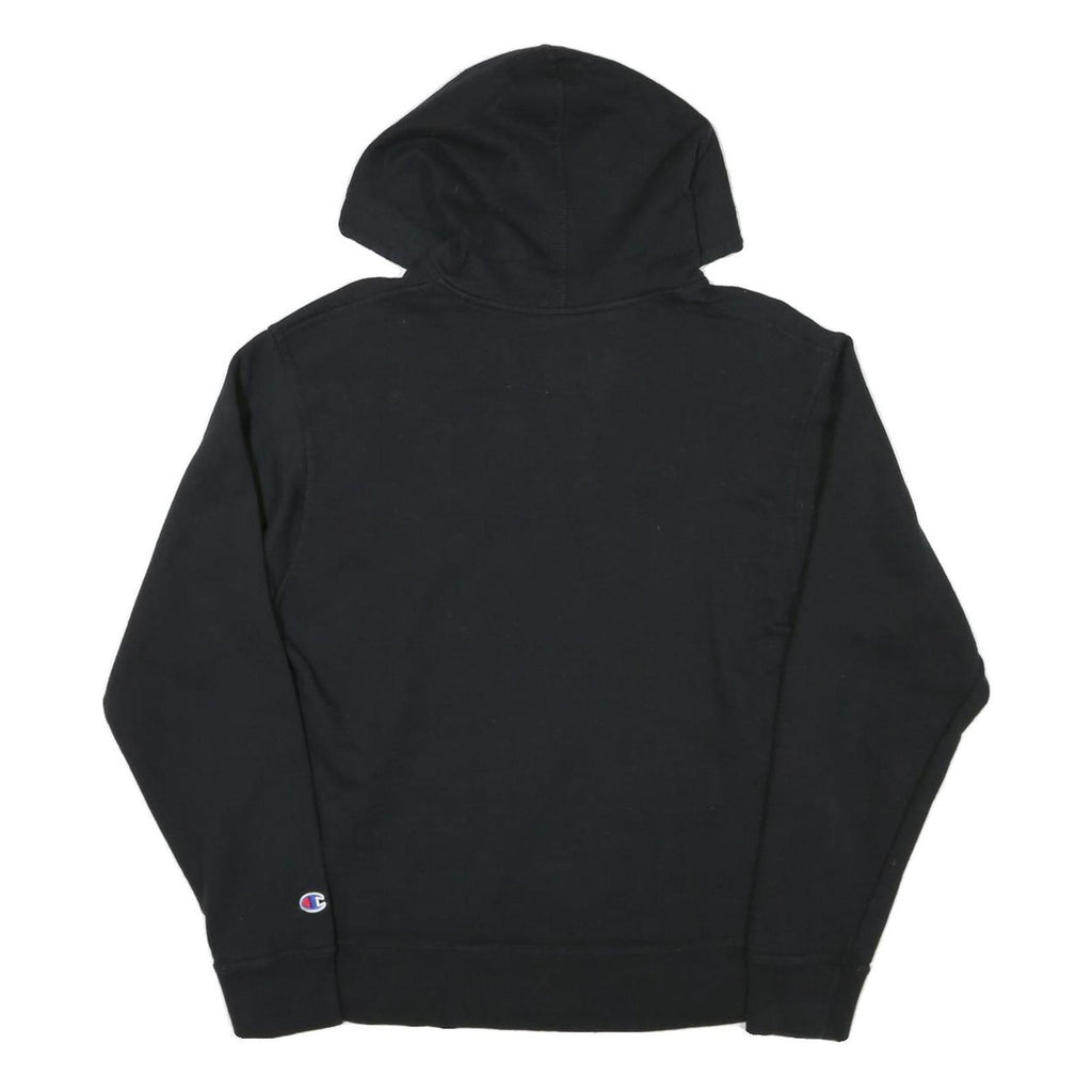CHAMPION Mens Black Hoodie M Logo Embroidered Cotton Blend Pullover