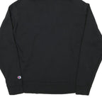 CHAMPION Mens Black Hoodie M Logo Embroidered Cotton Blend Pullover