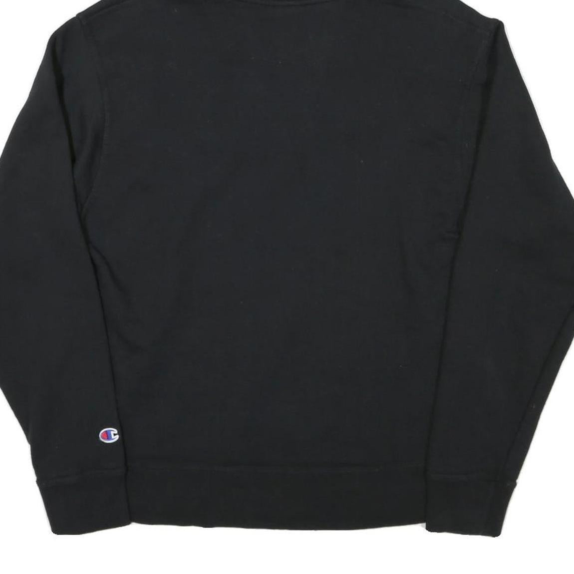 CHAMPION Mens Black Hoodie M Logo Embroidered Cotton Blend Pullover