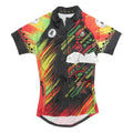 Mens Black & Red Graphic Cycling T-Shirt S Short Sleeve Zip Neck Pocket Sports