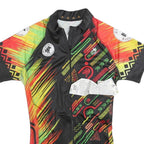 Mens Black & Red Graphic Cycling T-Shirt S Short Sleeve Zip Neck Pocket Sports