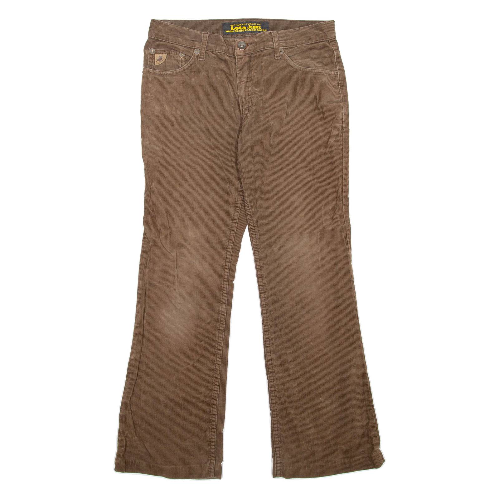 LOIS JEANS Womens Corduroy Trousers Brown Regular Flared W32 L28