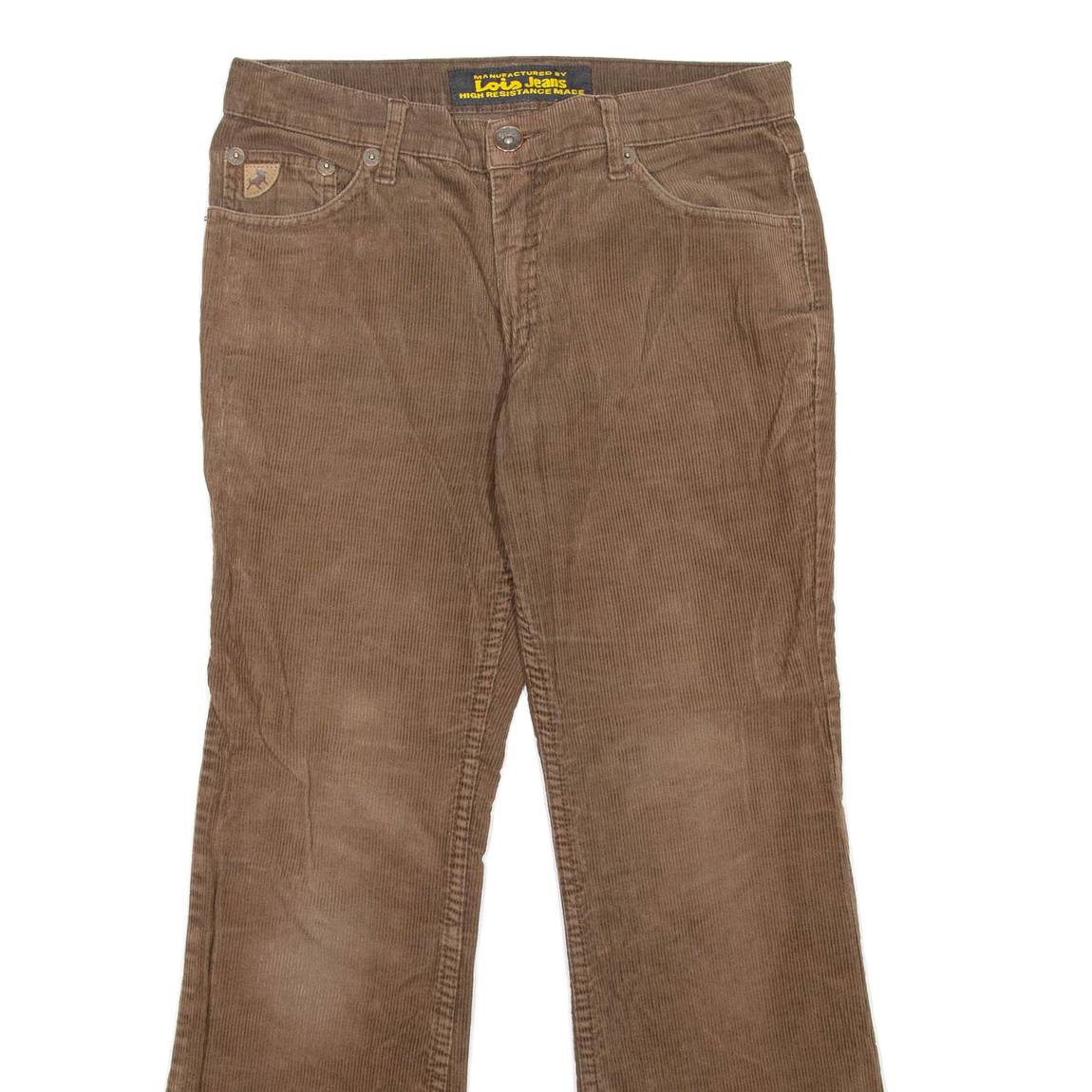 LOIS JEANS Womens Corduroy Trousers Brown Regular Flared W32 L28