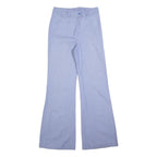 Womens Light Blue Cotton Blend Regular Fit Wide-Leg Trousers W28 L32 Zip Closure
