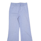 Womens Light Blue Cotton Blend Regular Fit Wide-Leg Trousers W28 L32 Zip Closure