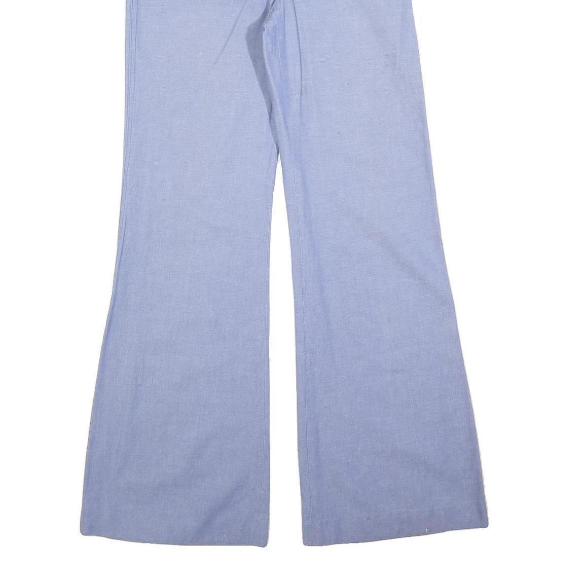 Womens Light Blue Cotton Blend Regular Fit Wide-Leg Trousers W28 L32 Zip Closure