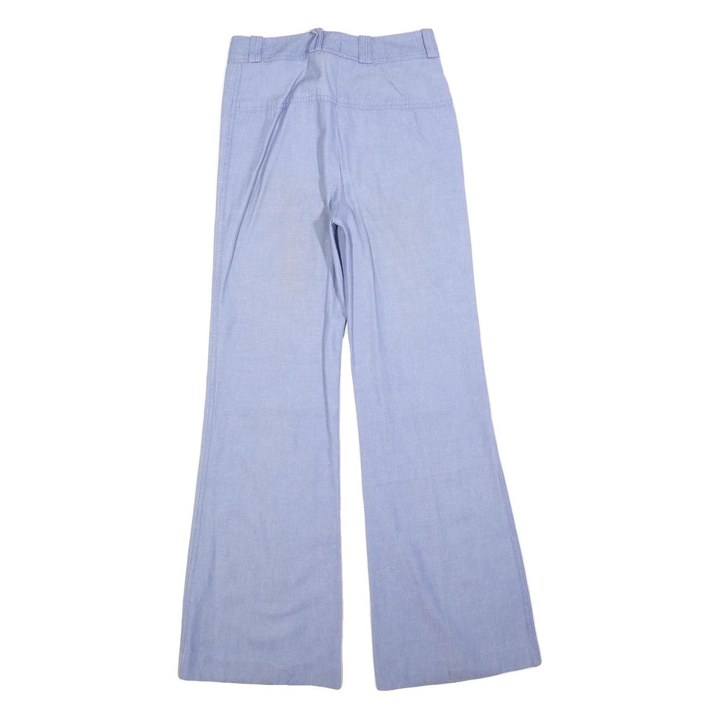 Womens Light Blue Cotton Blend Regular Fit Wide-Leg Trousers W28 L32 Zip Closure