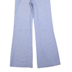 Womens Light Blue Cotton Blend Regular Fit Wide-Leg Trousers W28 L32 Zip Closure