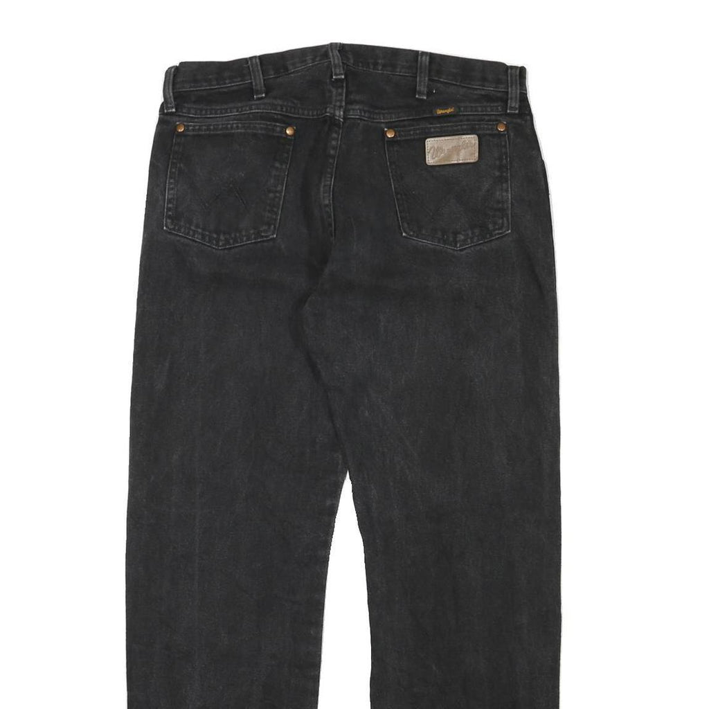 WRANGLER Mens Black Regular Denim Rinse W34 L31 Cotton Blend Zip Jeans
