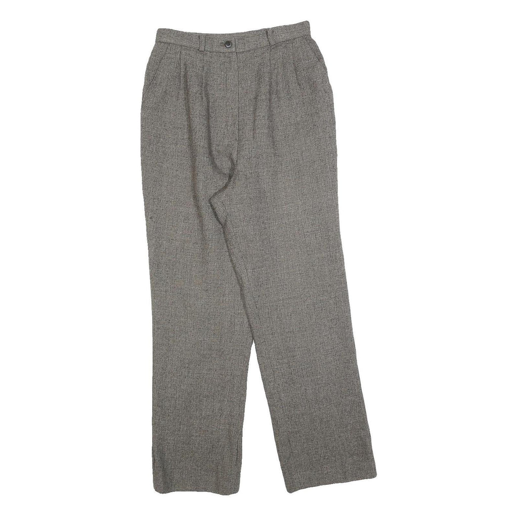 Womens Grey Regular Fit Straight Trousers W25 L27 Elastic Waist Zip Closure