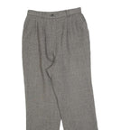 Womens Grey Regular Fit Straight Trousers W25 L27 Elastic Waist Zip Closure