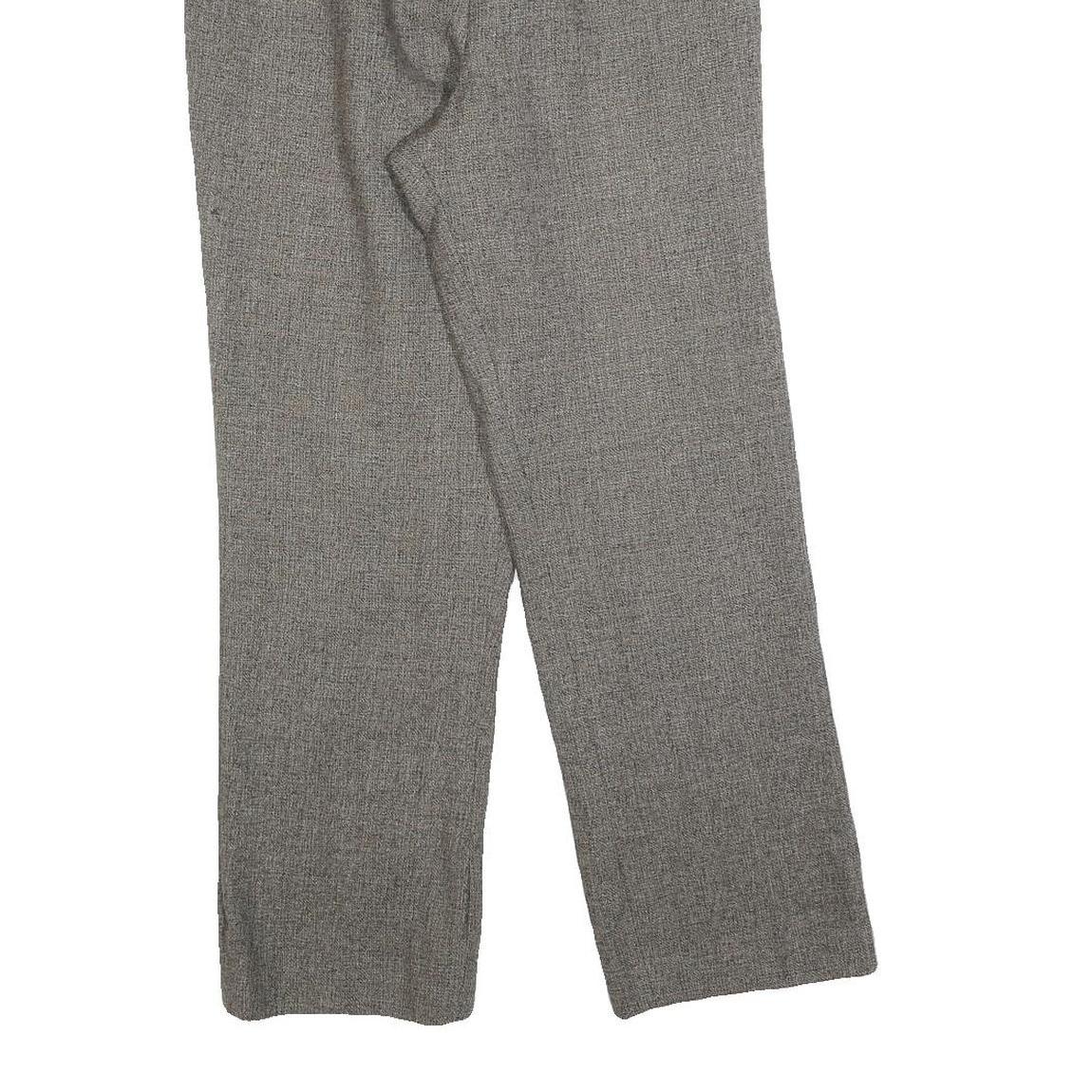 Womens Grey Regular Fit Straight Trousers W25 L27 Elastic Waist Zip Closure