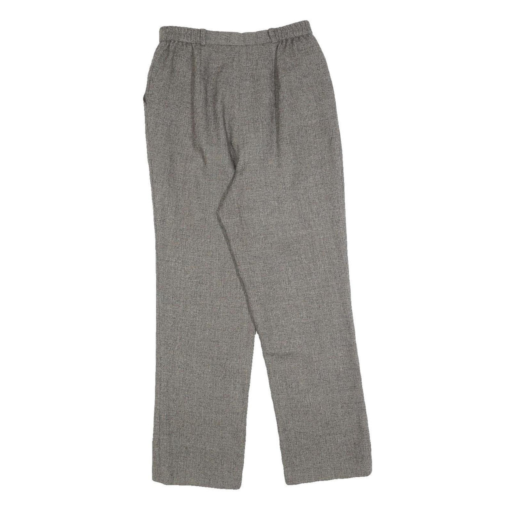 Womens Grey Regular Fit Straight Trousers W25 L27 Elastic Waist Zip Closure