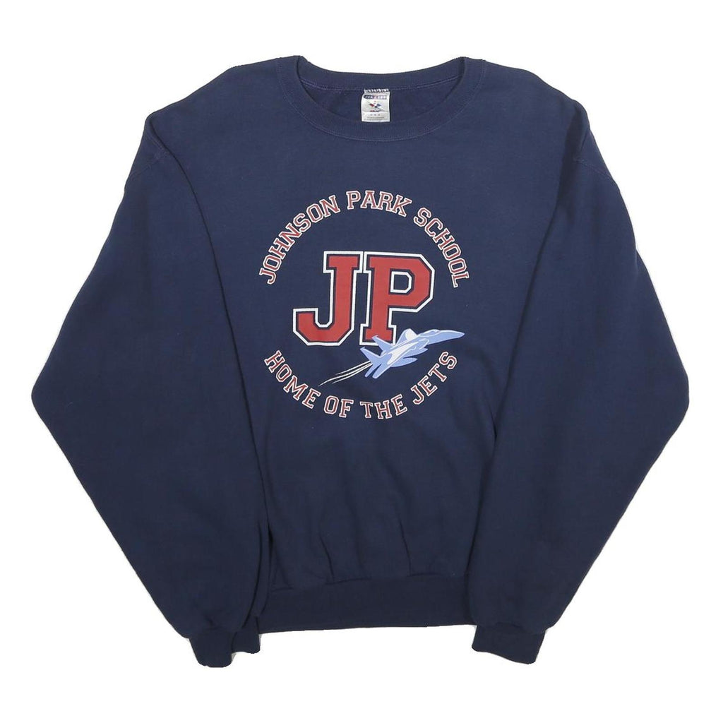JERZEES Mens Navy Blue Johnson Park School Crew Neck M Cotton Blend Sweatshirt