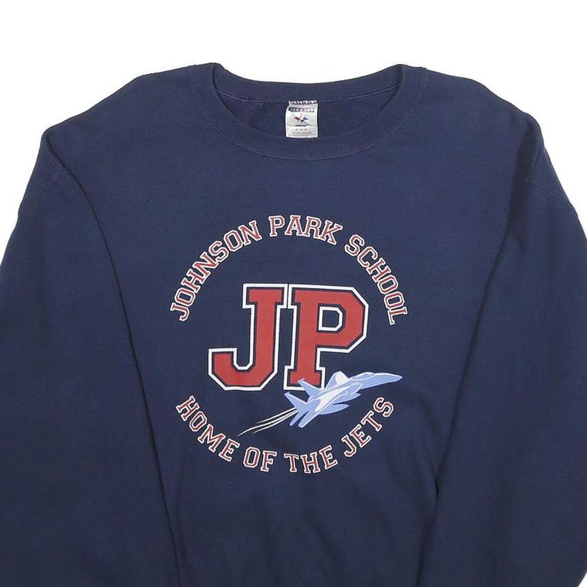 JERZEES Mens Navy Blue Johnson Park School Crew Neck M Cotton Blend Sweatshirt
